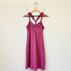 PRANA Manori Dress Hot Pink Sleeveless Cross Back Knit Stretch Babydoll
